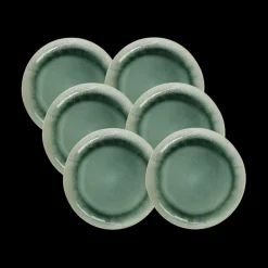 6 stk. ASTA Frokosttallerkener m/løbeglasur i Grøn (Ø17cm)