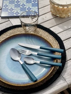 6 stk. Asta Frokosttallerkener m. Løbeglasur i Blå (Ø18cm)