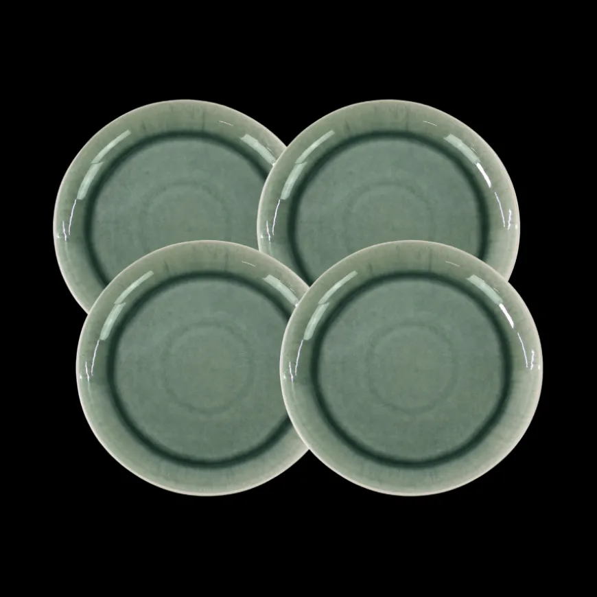 4 stk. ASTA Middagstallerkener m/løbeglasur i Grøn (Ø26cm)