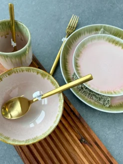 6 stk. ASTA Tallerkener i Rosa m. Løbeglasur (Ø17cm)