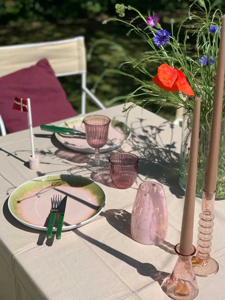 6 stk. ASTA Tallerkener i Rosa m. Løbeglasur (Ø17cm)