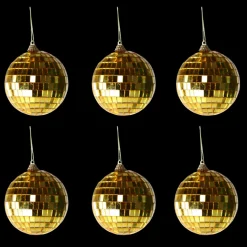 6 stk. Diskokugler til Ophæng Guld (6cm)