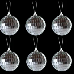 6 stk. Diskokugler til Ophæng Sølv (10cm)