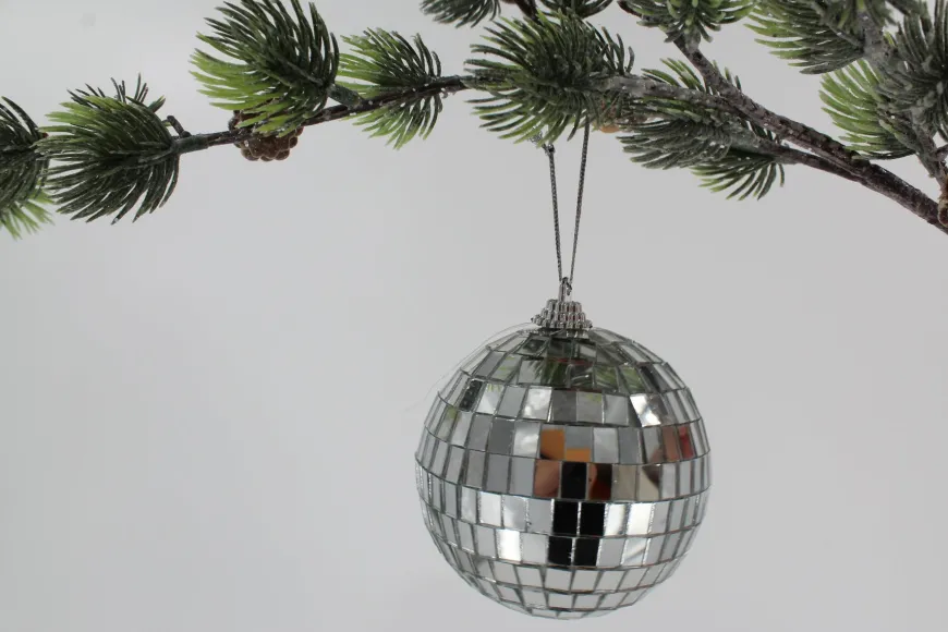 6 stk. Diskokugler til Ophæng Sølv (10cm)