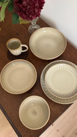 6 stk. Keramik Frokosttallerkener FALLON (Ø22x2,2 cm) Reaktiv Beige