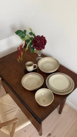 6 stk. Keramik Frokosttallerkener FALLON (Ø22x2,2 cm) Reaktiv Beige