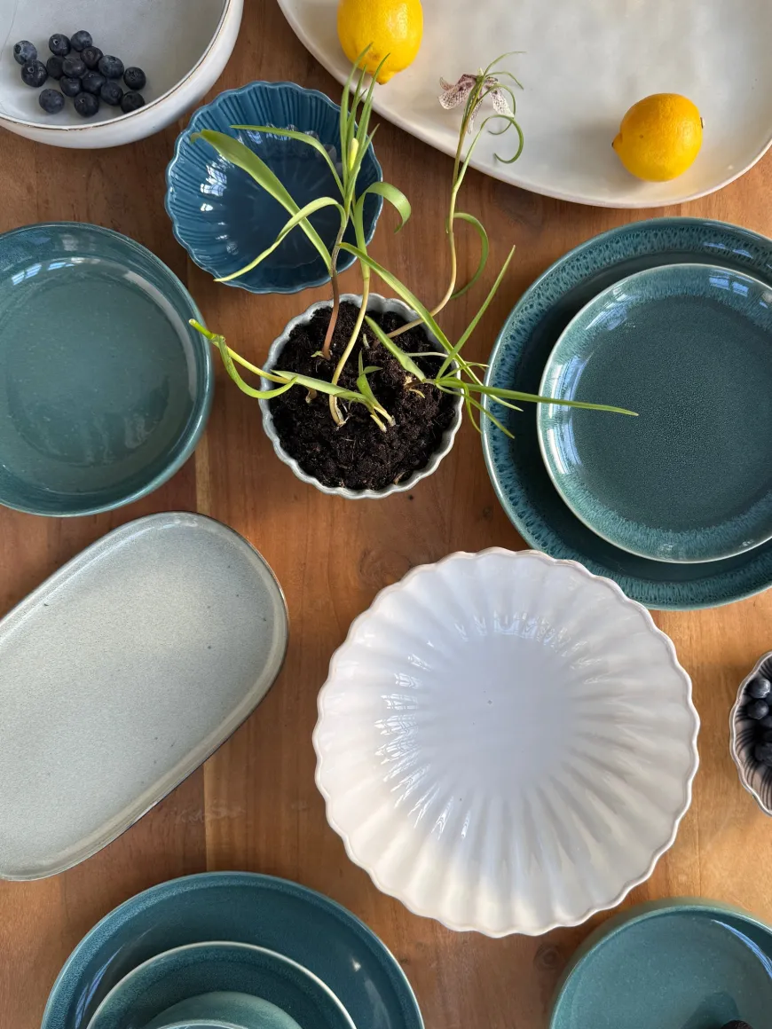 6 stk. Keramik Middagstallerken ANDREA i Grøn (Ø27cm)