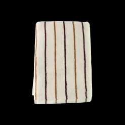 Badehåndklæde m Creme Brun og Burgandy Stribe METHE (70x140cm)