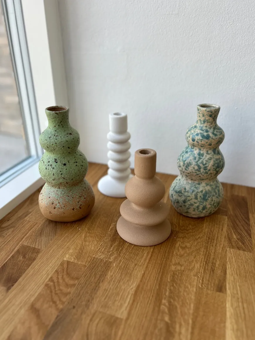BARLY Vase (Ø 11,5 x 24cm) Grøn/Brun