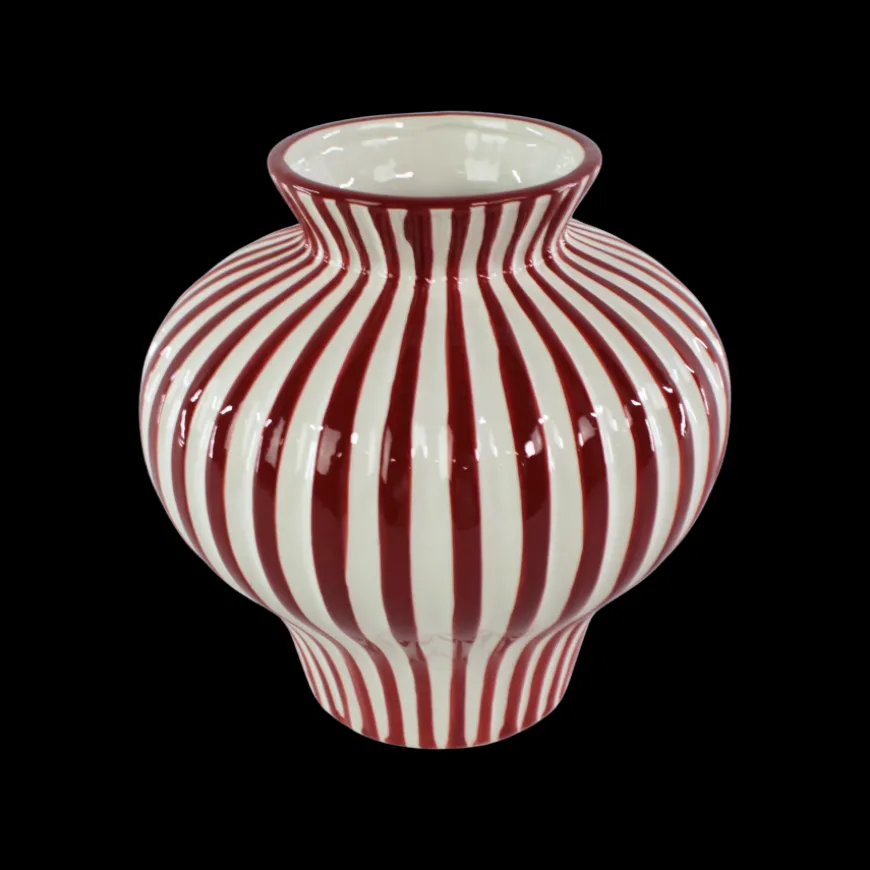 BETSY Vase (Ø 21 x 21cm) Burgandy Stribe