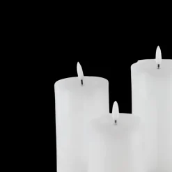 Bloklys Resin 3D Flamme m. Fjernbetjening Hvid 3 stk