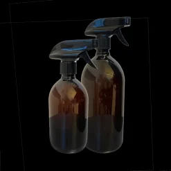 Brun plastdispenser m. forstøver, 1000ml