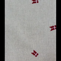 Dug m. Broderet Dansk Flag ( 140x270cm) Hørfarve
