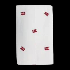 Dug m. Broderet Dansk Flag. (140x270cm) Hvid