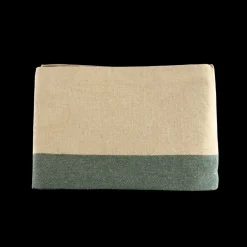 Dug (140x220cm) Ecru Malange m. Grøn Stribe