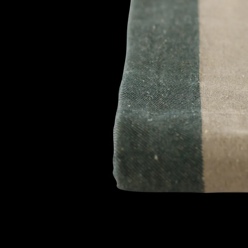 Dug (140x220cm) Ecru Malange m. Grøn Stribe