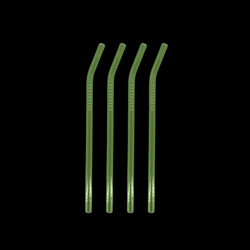 ELFI Glassugerør med Rensebørste (4stk) Grøn