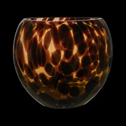 Fyrfadsstage i Glas. Ø14 x 13cm Reaktivt Glasering.