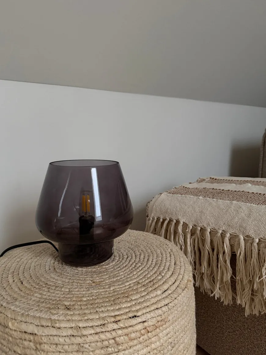 Glas Bordlampe 16,5x 14cm. Smoked