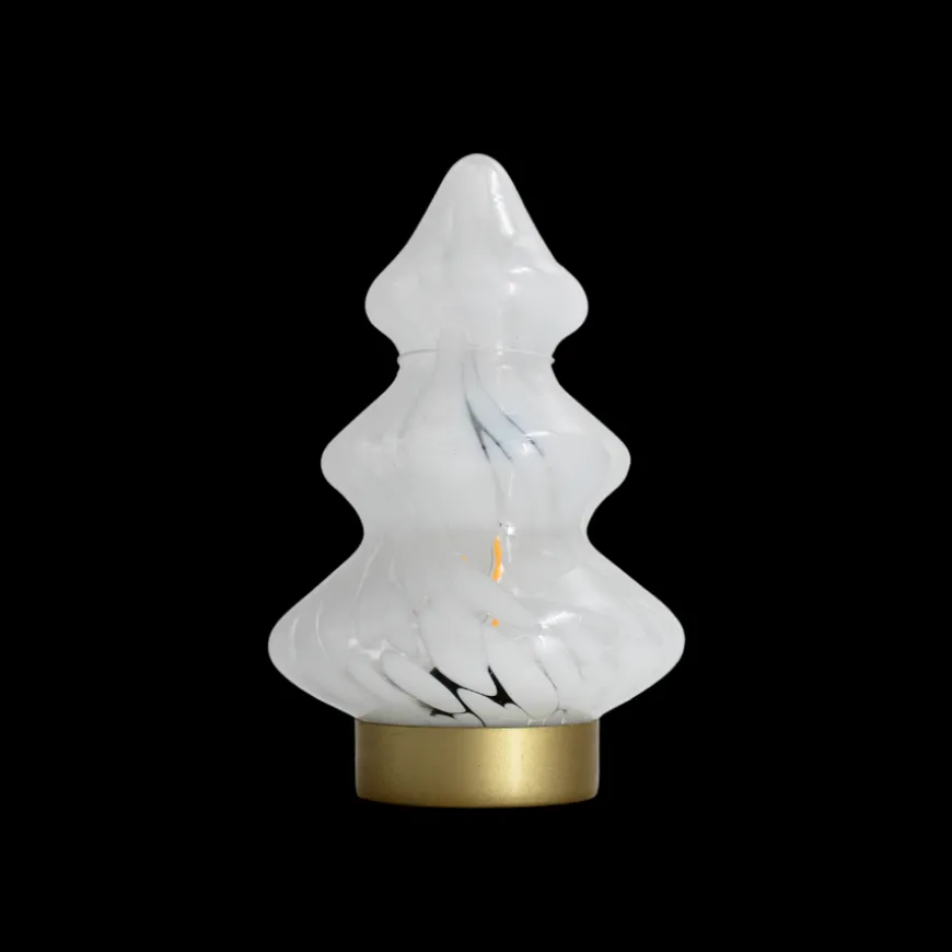 Glas Juletræ m. LED (14x21cm)