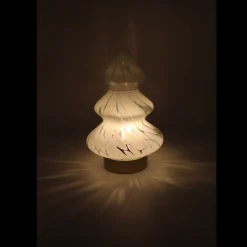 Glas Juletræ m. LED (14x21cm)