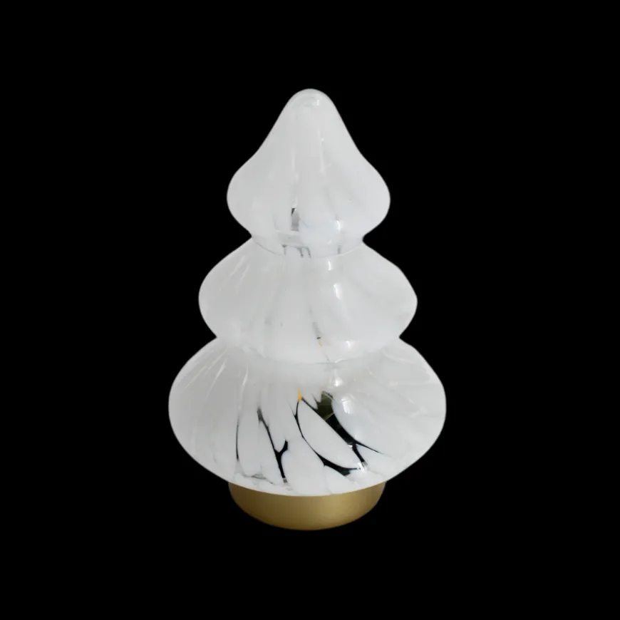 Glas Juletræ m. LED (14x21cm)