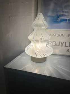 Glas Juletræ m. LED (14x21cm)