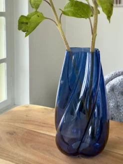 Glas Vase MEVA (15,5x17x28cm) Blå