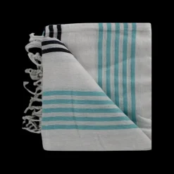 HAMMAN Håndklæde m/stribe (90x170cm) Marine/Blå/Hvid