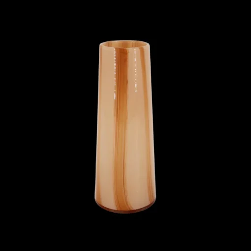 Høj smal glasvase, creme m/strib