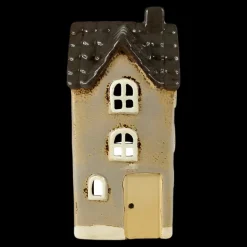 House for T-light, (H17xW8xD7cm) Beige