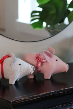 Julegris m. Sløjfe Rosa (23 x 13 x 12cm)