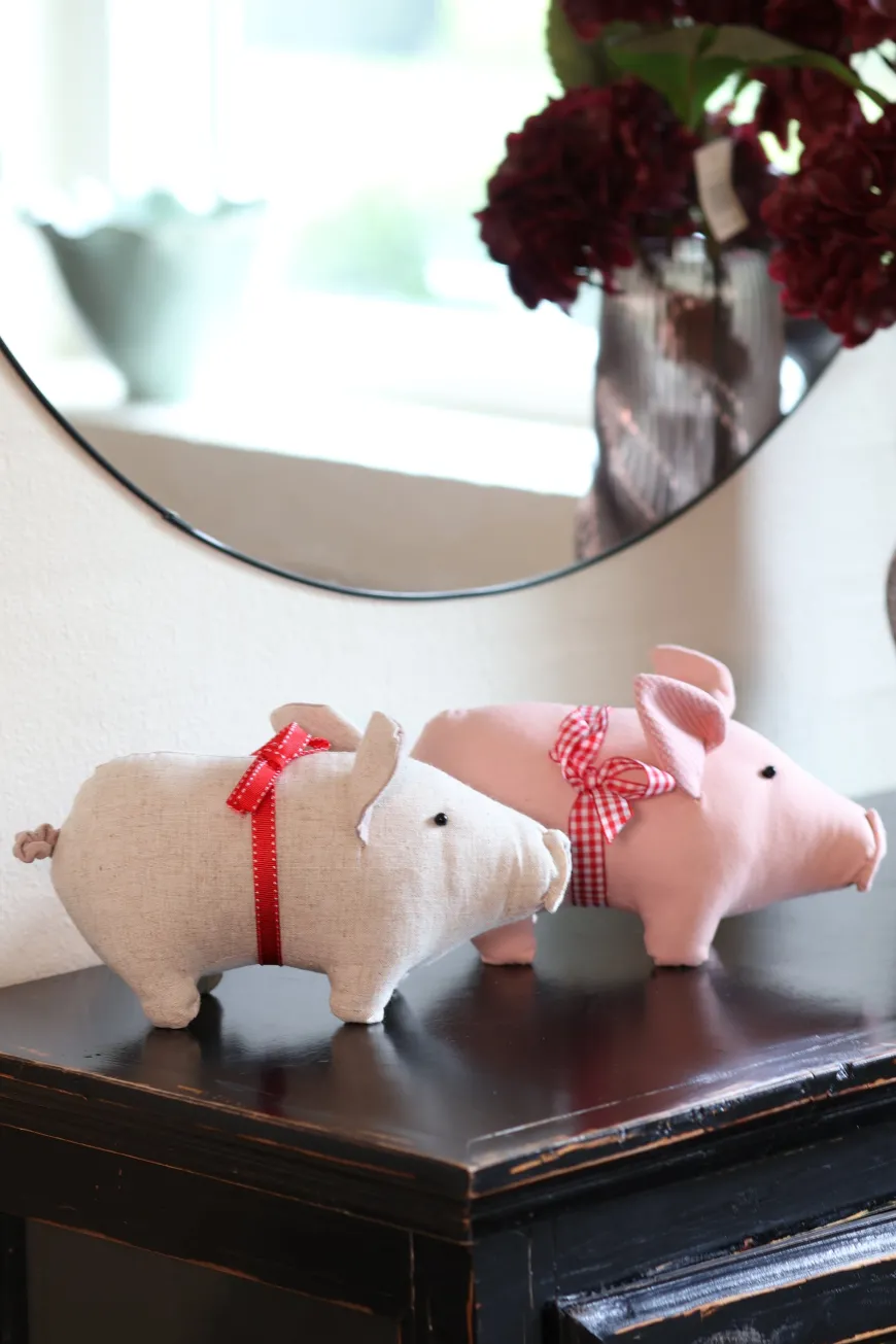 Julegris m. Sløjfe Sand (23 x 13 x 12cm)