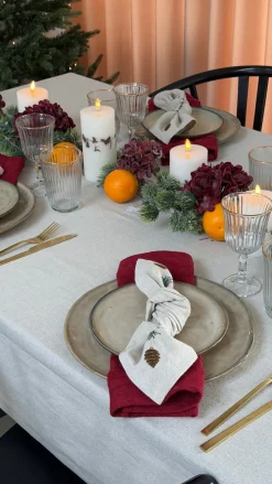 Julemundserviet m Grankogle Broderi (40x40cm)