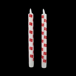 Kronelys 3D Flamme m. Flag 2 stk (24,5cm)