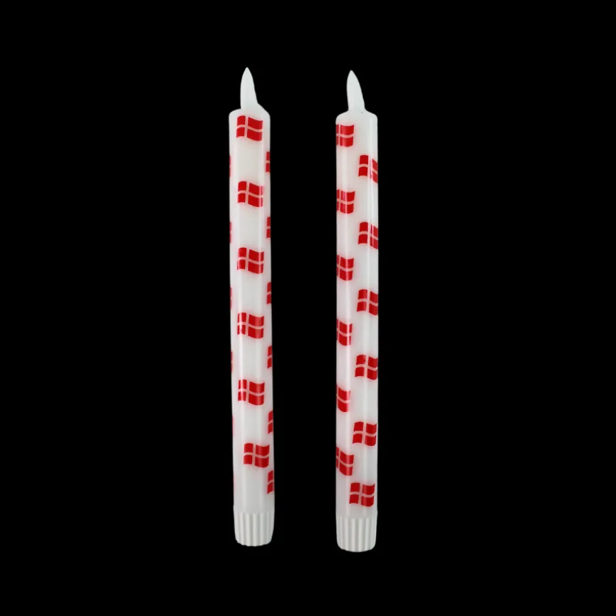 Kronelys 3D Flamme m. Flag 2 stk (24,5cm)