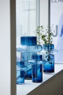 Lyngby Tube Vase (H:25cm). Dark Blue