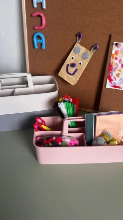 Opbevaringsboks med håndtag og flere rum, ass fv.