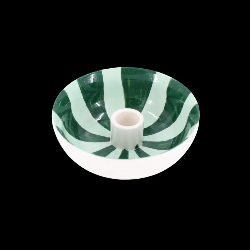 Rund Lysestage ECLIN i Blå & Grøn (Ø13,3 x 5cm)