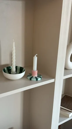 Rund Lysestage ECLIN i Blå & Grøn (Ø13,3 x 5cm)