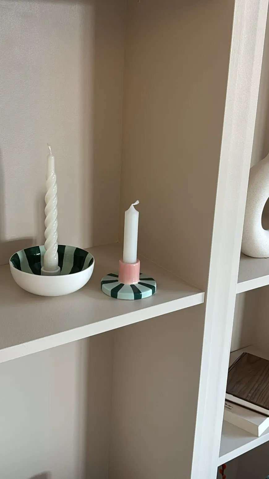 Rund Lysestage ECLIN i Blå & Grøn (Ø13,3 x 5cm)