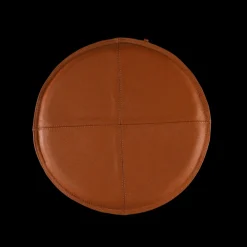 Rund Skindpude. Cognac