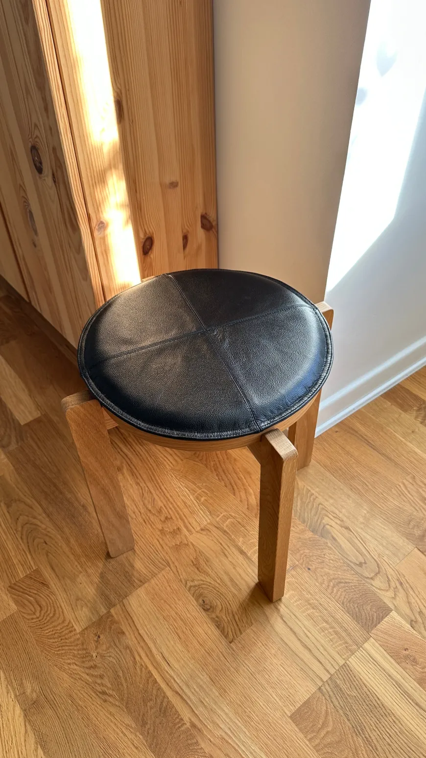 Rund Skindpude. Sort