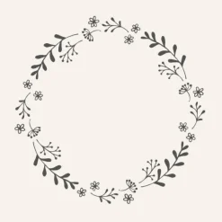 Servietter. w/Black Flower Wreath. 50stk.