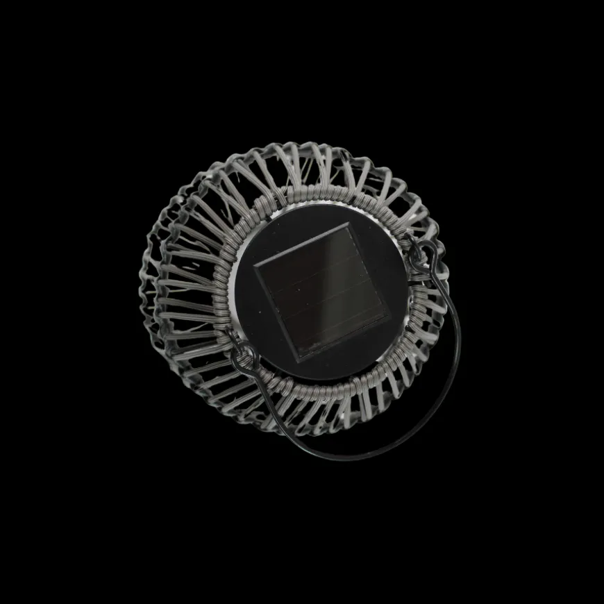 Solar Lampe i Metal og Rattan FLORIN Natur (20 x 28cm)