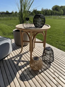 Solar Lampe i Metal og Rattan FLORIN Natur (20 x 28cm)