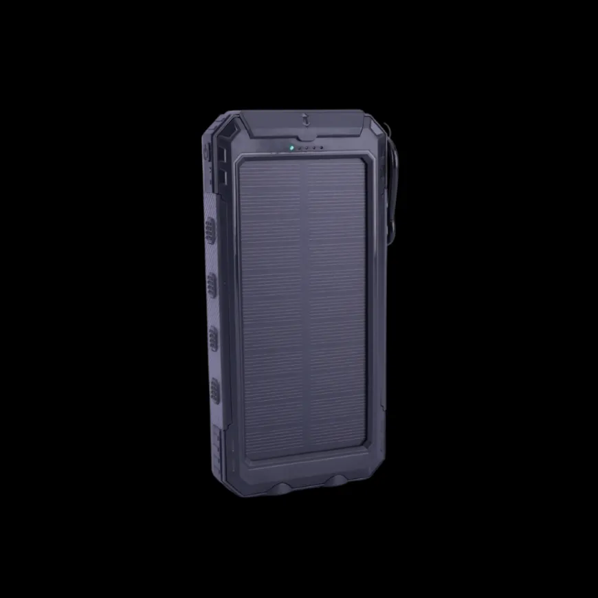 Solar Powerbank 10.000 mah, m. Lommelygte og Kompas