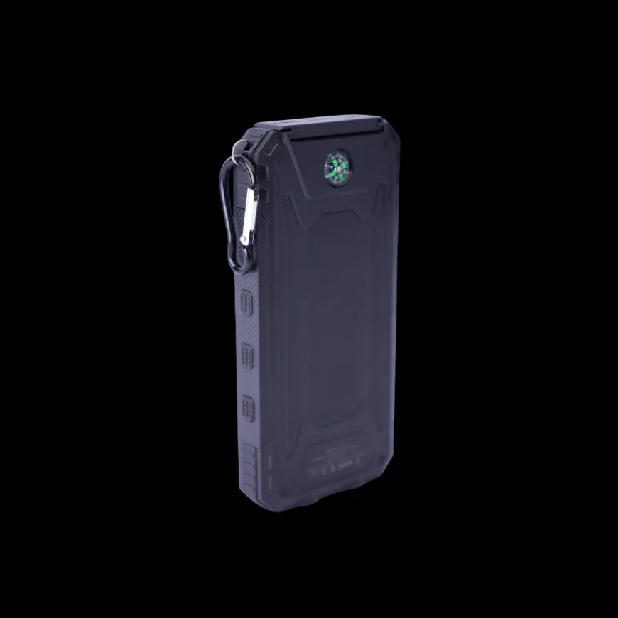 Solar Powerbank 10.000 mah, m. Lommelygte og Kompas