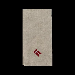 Stofserviet m. Broderet Dansk flag( 40x40cm) Hørfarve