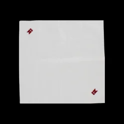 Stofserviet m. Broderet Dansk flag. (40x40cm) Hvid